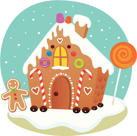 Image of a decorated gingerbread house