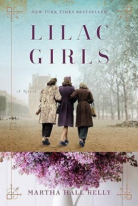 three women walking arm in arm with lilacs along the bottom of the cover