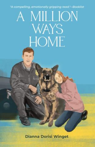 A cop and young girl sit next to a brown dog. They are smiling up at the reader.