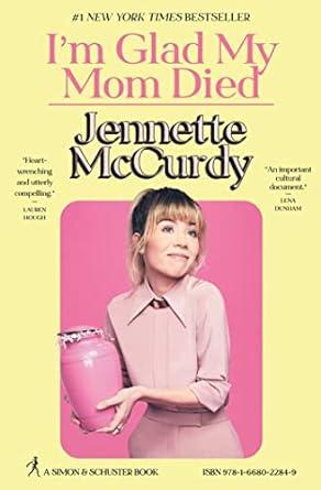 yellow cover with girl in pink holding a pink urn