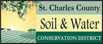 Picture of an irrigated field. Logo for St. Charles County Soil and Water Conservation District