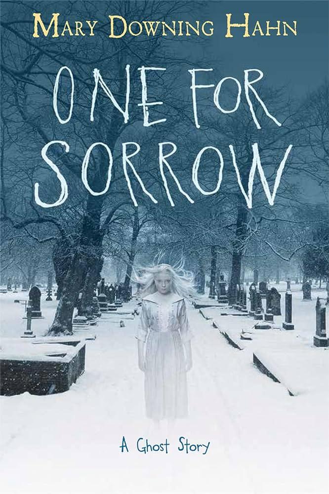 A ghostly little girl stands in a snowy graveyard