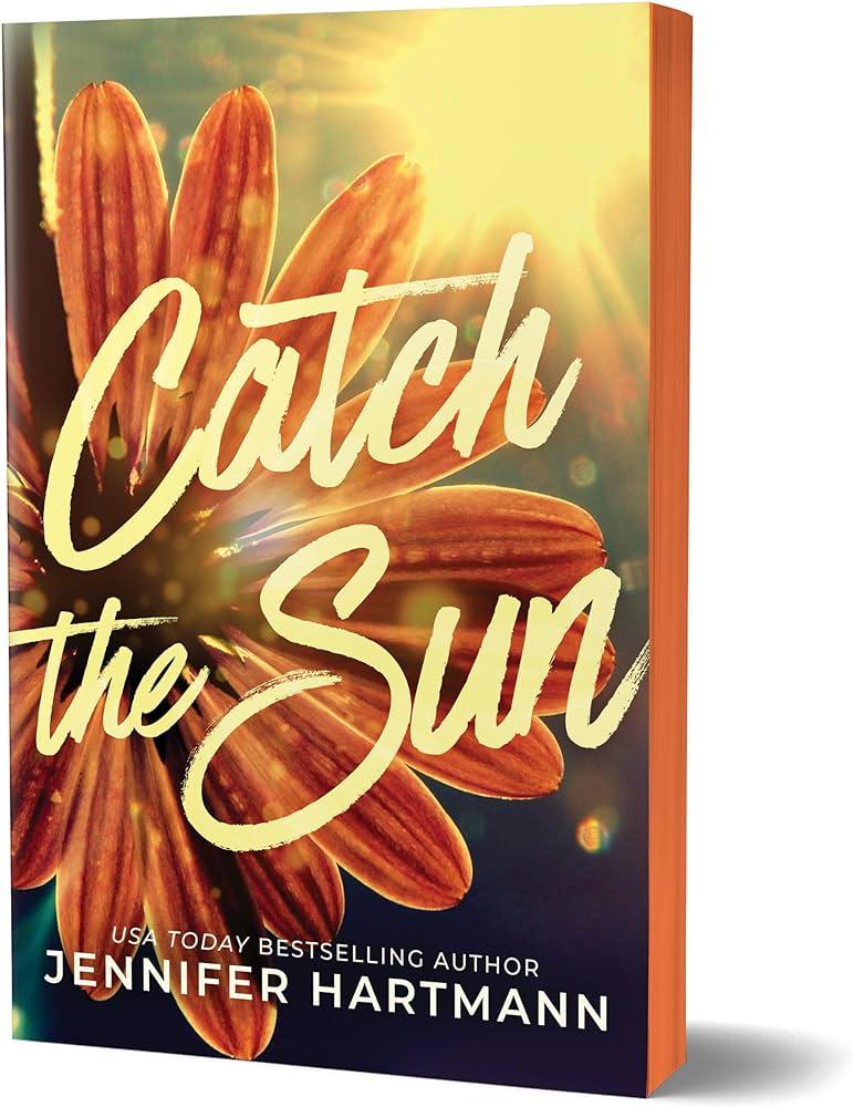 A large pink flower is displayed on most of the cover of this book with the sun shining behind it. The title Catch the Sun is written in cursive writing over the flower in the middle of the cover. 