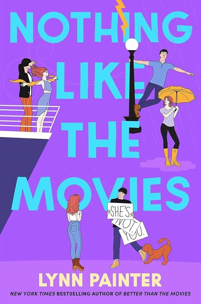 A purple cover with three illustrations of couples acting out well known movie scenes. The title "Nothing Like the Movies" is prominently displayed across most of the cover.