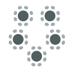 Up to 8 round tables with 5-6 chairs per table